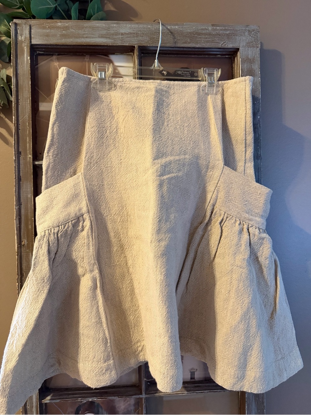 Free People Stansbury Linen Blend Mini Skirt Beige Cream Pockets Size 8 NWOT
